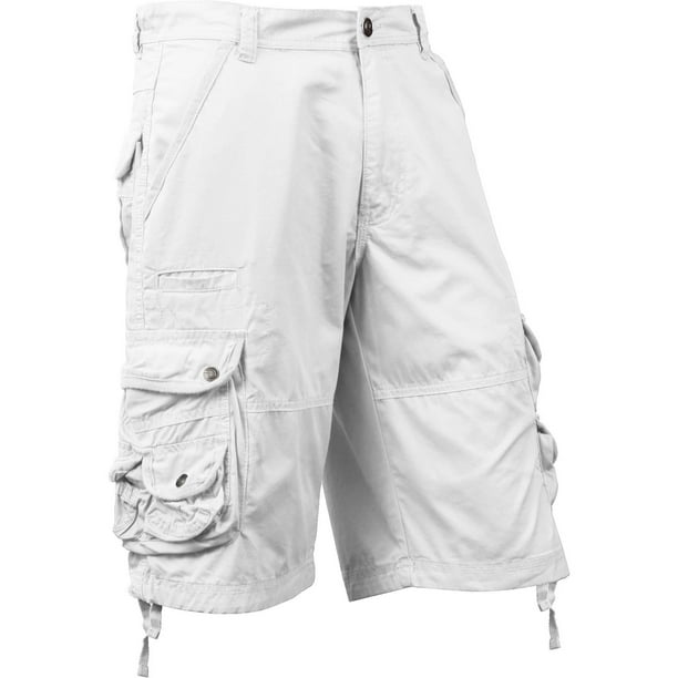 Mens Premium Cargo Shorts with Belt Outdoor Twill Cotton Loose Fit Multi Pocket Pants 
